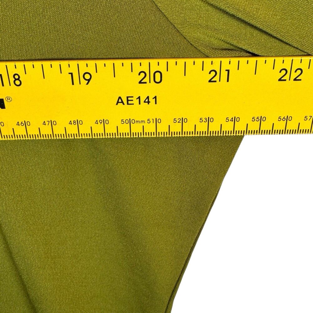 CARMEN MARC VALVO Blouse Top XL Olive Green Long Sleeve‎ V-Neck Zipper - Picture 7 of 8